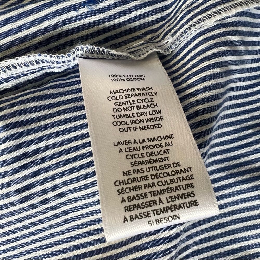 NWT Beach Lunch Lounge Blue and White Pinstripe Tie Front Button Down Blouse-S - Picture 13 of 13